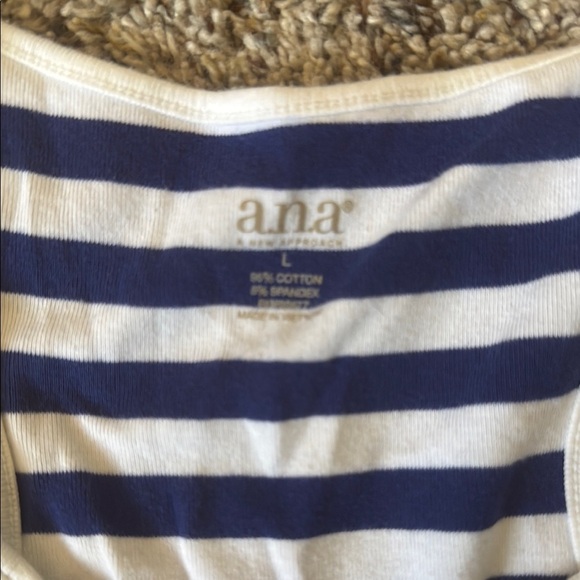 a.n.a Blue and White Fitted Tank Top - Picture 3 of 3